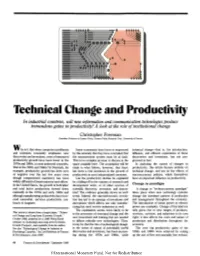 Technical Change and Productivity