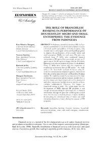 The Role of Branchless Banking in Performance of Households' Micro