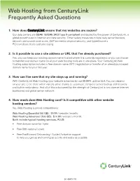 Web Hosting from Centurylink Frequently Asked Questions