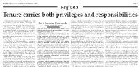 Tenure Carries Both Privileges and Responsibilities
