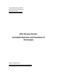 2011 Norway Attacks: Immediate Reactions and Prevalence of Stereotypes