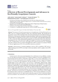 A Review of Recent Developments and Advances in Eco-Friendly Geopolymer Concrete