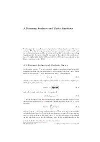 A Riemann Surfaces and Theta Functions