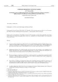 (EU) 2020/281 of 27 February 2020 Amending the Annex To