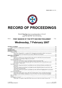Record of Proceedings