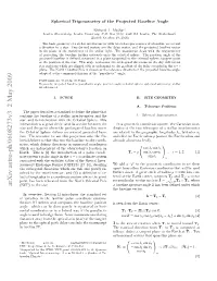 Spherical Trigonometry of the Projected Baseline Angle