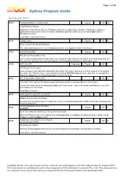 Sydney Program Guide