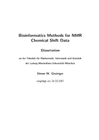 Bioinformatics Methods for NMR Chemical Shift Data