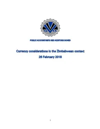 Currency Considerations in the Zimbabwean Context 2018
