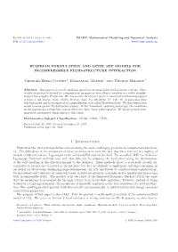 Eulerian Formulation and Level Set Models for Incompressible Fluid-Structure Interaction