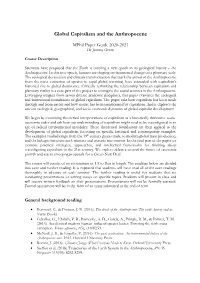 Mphil Paper Guide 2020 Global Capitalism and the Anthropocene
