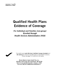 Qualified Health Plans Evidence of Coverage