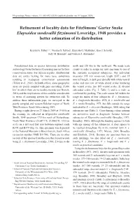 Refinement of Locality Data for Fitzsimons' Garter Snake