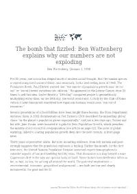 The Bomb That Fizzled: Ben Wattenberg Explains Why Our Numbers Are Not Exploding Ben Wattenberg / January 1, 1998