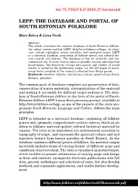 The Portal of South-Estonian Folklore
