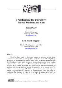 Transforming the University: Beyond Students and Cuts