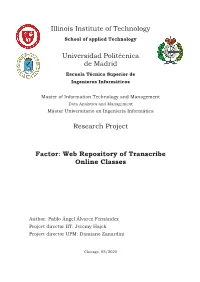 Web Repository of Transcribe Online Classes