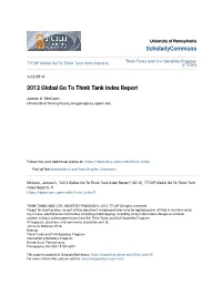 2013 Global Go to Think Tank Index Report