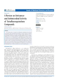 A Review on Anticancer and Antimicrobial Activity of Tetrafluoroquinolone Compounds