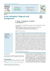 Acute Cholangitis: Diagnosis and Management