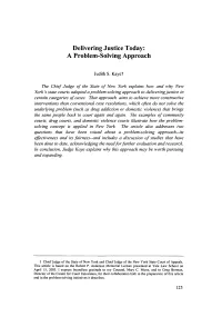 Delivering Justice Today: a Problem-Solving Approach