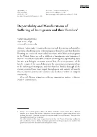 Deportability and Manifestations of Suffering of Immigrants and Their Families1