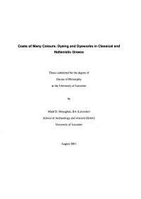 Dyeing and Dyeworks in Classical and Hellenistic Greece