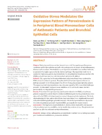 Oxidative Stress Modulates the Expression Pattern of Peroxiredoxin-6 in Peripheral Blood Mononuclear Cells of Asthmatic Patients and Bronchial Epithelial Cells