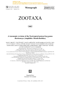 TAXONOMIC REVISION of RANITOMEYA Zootaxa 3083 © 2011 Magnolia Press · 3 TERMS of USE This Pdf Is Provided by Magnolia Press for Private/Research Use