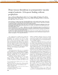 Deep Venous Thrombosis in Postoperative Vascular Surgical Patients: a Frequent Finding Without Prophylaxis