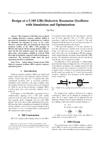 Design of a 5.305 Ghz Dielectric Resonator Oscillator with Simulation and Optimization