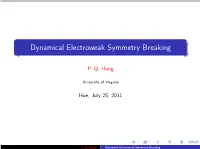 Dynamical Electroweak Symmetry Breaking