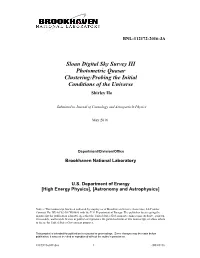 Sloan Digital Sky Survey III Photometric Quasar Clustering:Probing the Initial Conditions of the Universe Shirley Ho