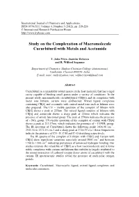 Study on the Complexation of Macromolecule Cucurbituril with Metals and Acetamide