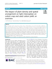 The Impact of Plant Density and Spatial Arrangement on Light Interception on Cotton Crop and Seed Cotton Yield: an Overview