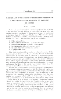 A Check List of the Fleas of British Columbia with a Note on Fleas in Relation to Sawdust in Homes