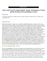 Class I and Class III Antiarrhythmic Agents: Mechanisms of Action and the Problem of Proarrhythmic Activity
