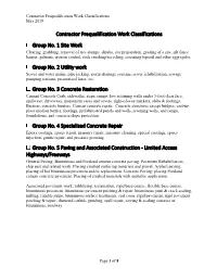 Contractor Prequalification Work Classifications Group No. 1 Site