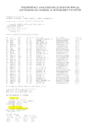 Interference Analysis for Licensed Wcww-Ld, South Bend, In, Channel 25, with Respect to Wttw