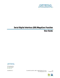 Serial Digital Interface (SDI) Megacore Function User Guide