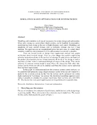 SIMULATION BASED OPTIMISATION for SYSTEM DESIGN Abstract 1 Modelling and Simulation