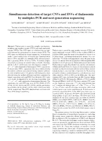 Simultaneous Detection of Target Cnvs and Snvs of Thalassemia by Multiplex PCR and Next‑Generation Sequencing
