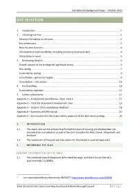 Site Selection Background Paper – October 2013