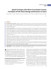 Spinal Cord Injury After Blunt Cervical Spine Trauma: Correlation of Soft-Tissue Damage and Extension of Lesion