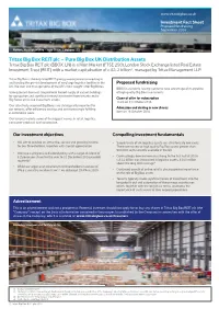 Tritax Big Box REIT Plc – Pure Big Box UK Distribution Assets