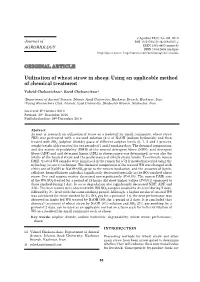 Utilization of Wheat Straw in Sheep: Using an Applicable Method of Chemical Treatment