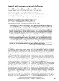 A Family with Complement Factor D Deficiency