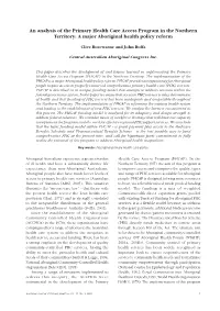 An Analysis of the Primary Health Care Access Program in the Northern Territory: a Major Aboriginal Health Policy Reform