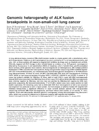 Genomic Heterogeneity of ALK Fusion Breakpoints in Non-Small-Cell Lung