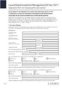Global Investment Management CCF Application Form for Corporates